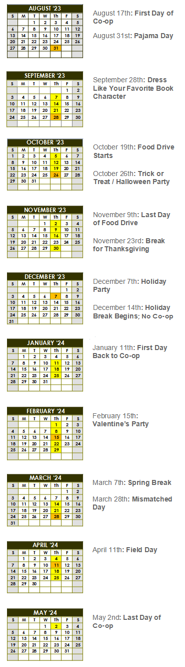 Calendar - Moonlight Co-op